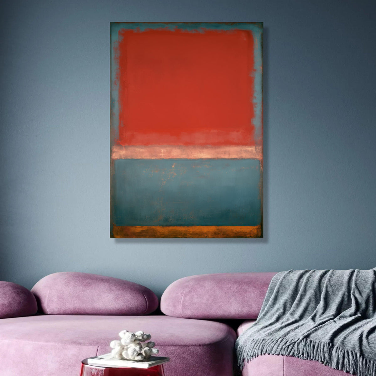 Mark Rothko Inspired Abstract Canvas, Modern Color Block Wall Art, Red and Blue Minimalist Painting, wall decoration, canvas print, wall art