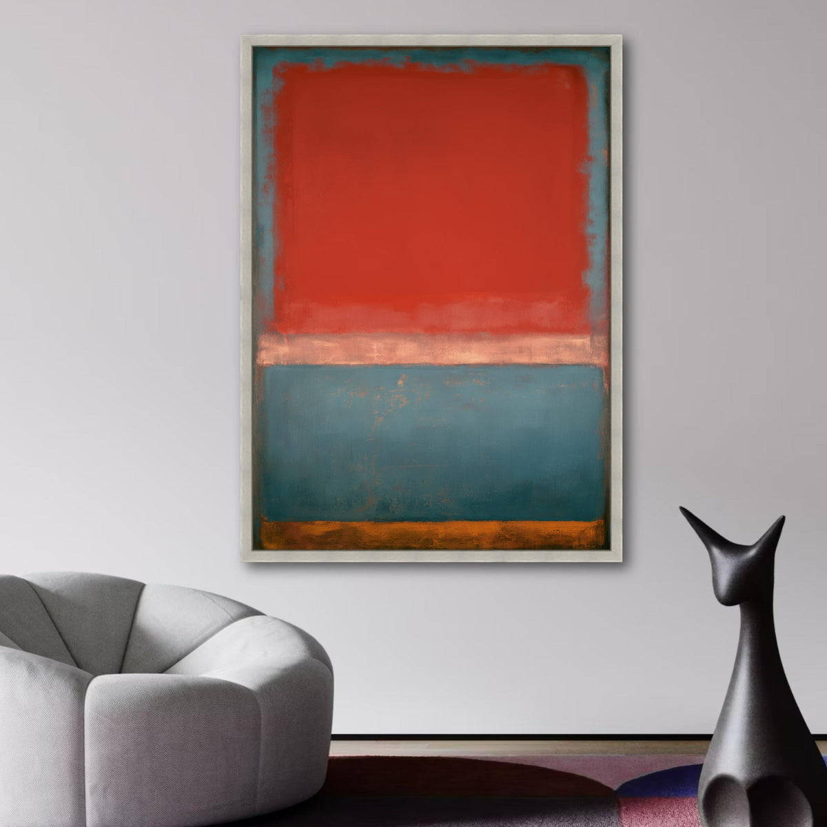 Mark Rothko Inspired Abstract Canvas, Modern Color Block Wall Art, Red and Blue Minimalist Painting, wall decoration, canvas print, wall art