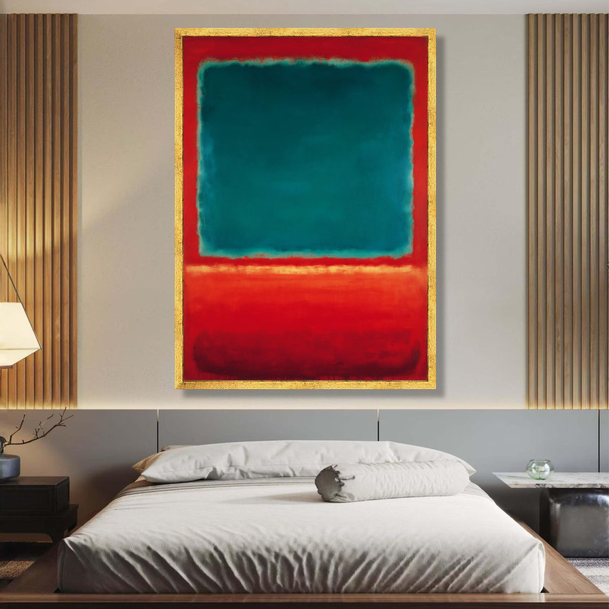 Mark Rothko Inspired Abstract Canvas, Bold Red and Teal Color Blocks, Modern Minimalist Wall Art, wall decoration, canvas print, wall art