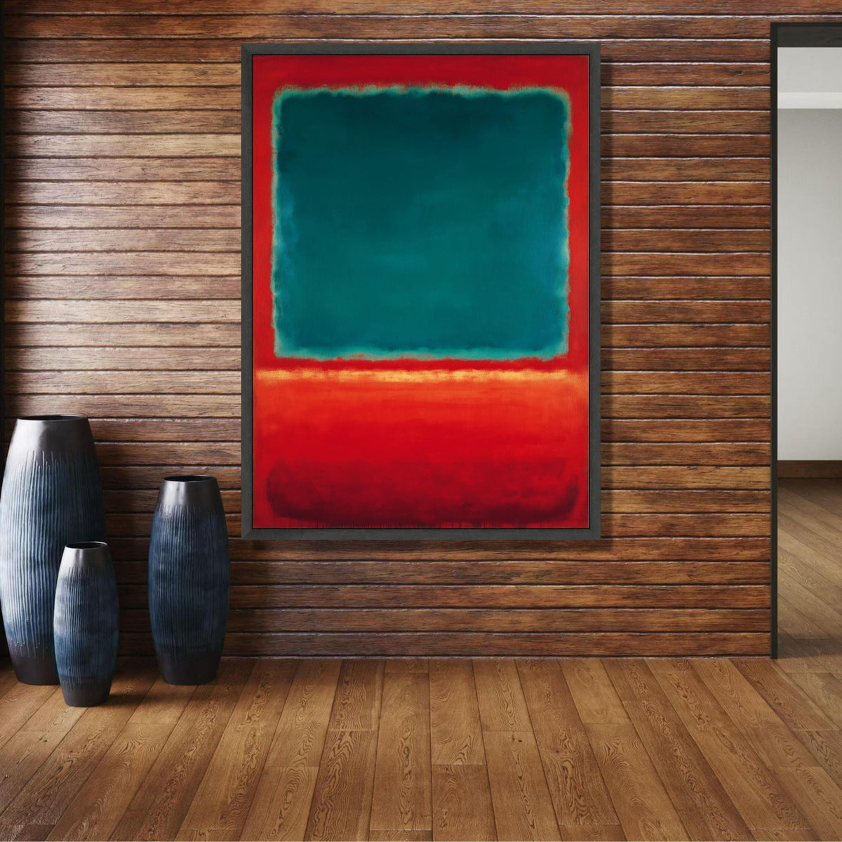 Mark Rothko Inspired Abstract Canvas, Bold Red and Teal Color Blocks, Modern Minimalist Wall Art, wall decoration, canvas print, wall art