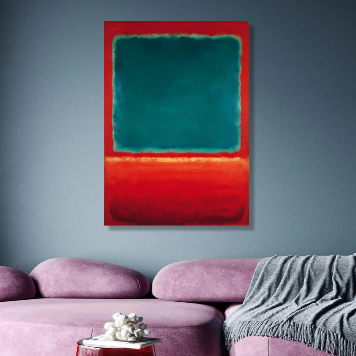 Mark Rothko Inspired Abstract Canvas, Bold Red and Teal Color Blocks, Modern Minimalist Wall Art, wall decoration, canvas print, wall art