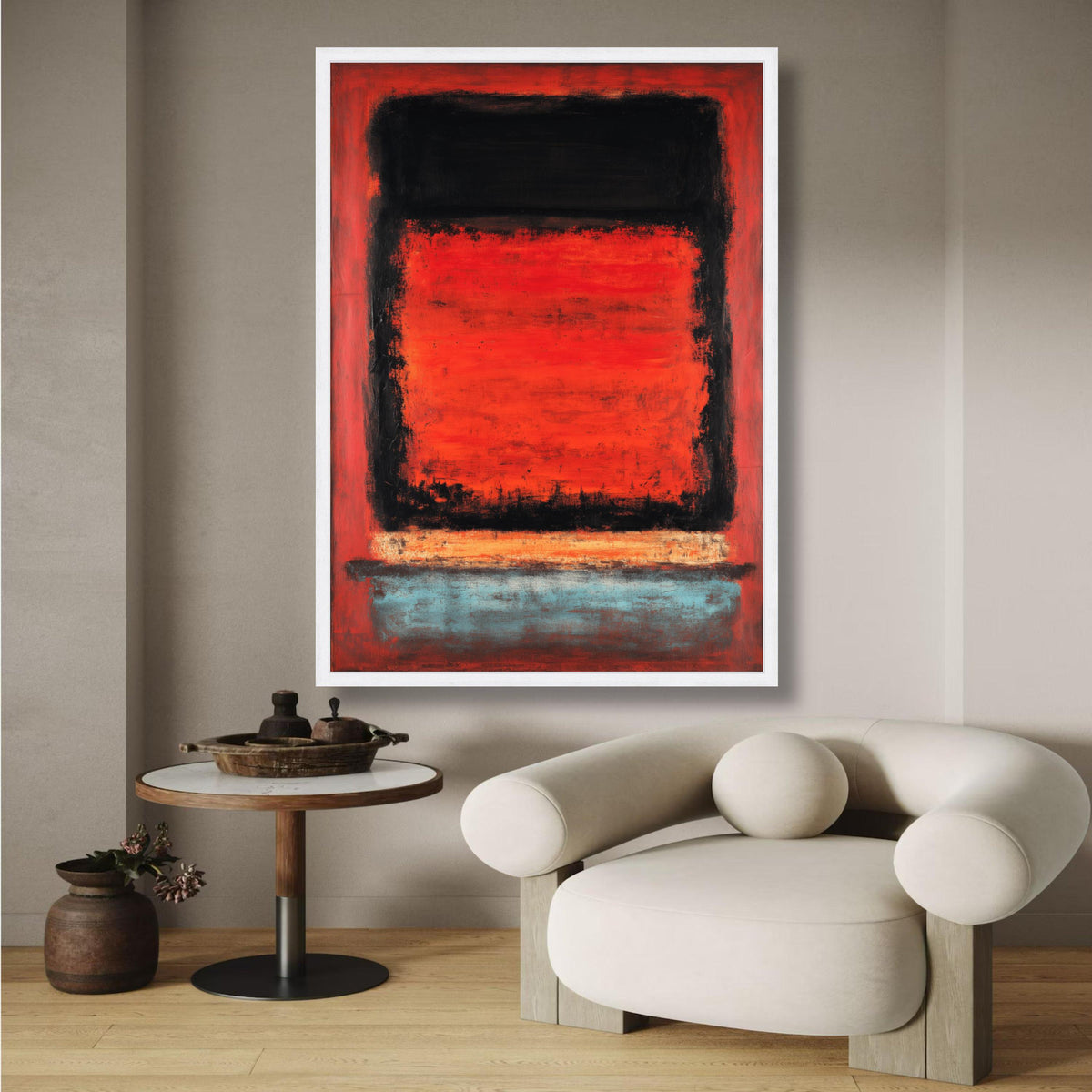 Bold Abstract Color Block Canvas, Mark Rothko Inspired Wall Art, Modern Expressionism Painting, Red wall decoration, canvas print, wall art