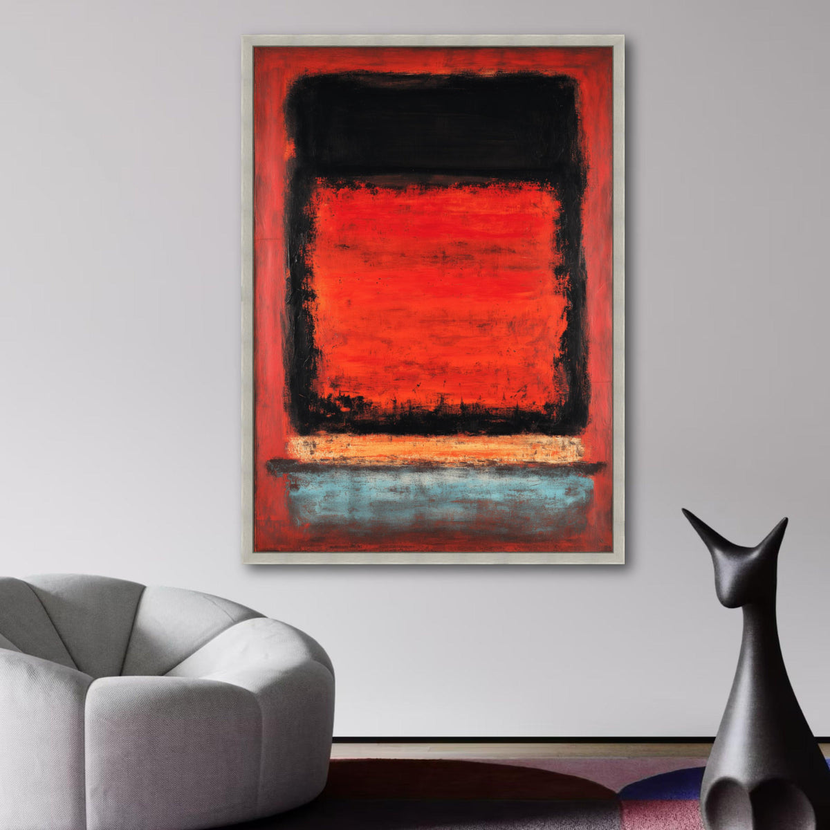 Bold Abstract Color Block Canvas, Mark Rothko Inspired Wall Art, Modern Expressionism Painting, Red wall decoration, canvas print, wall art