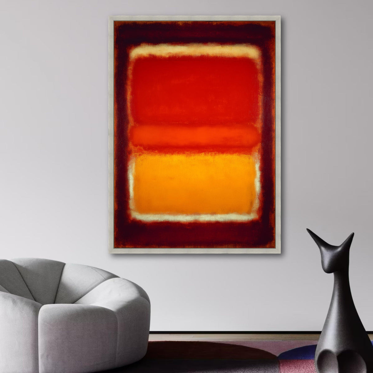 Mark Rothko Style Abstract Canvas Wall Art, Vibrant Red and Orange Color Block, Modern Minimalist wall decoration, canvas print, wall art