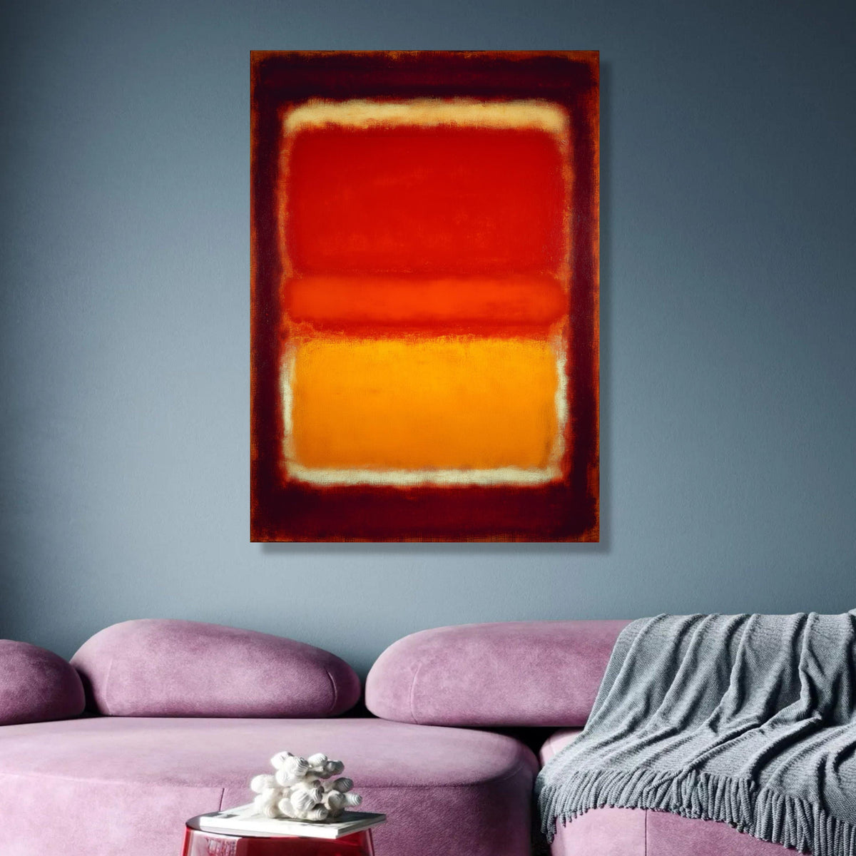 Mark Rothko Style Abstract Canvas Wall Art, Vibrant Red and Orange Color Block, Modern Minimalist wall decoration, canvas print, wall art