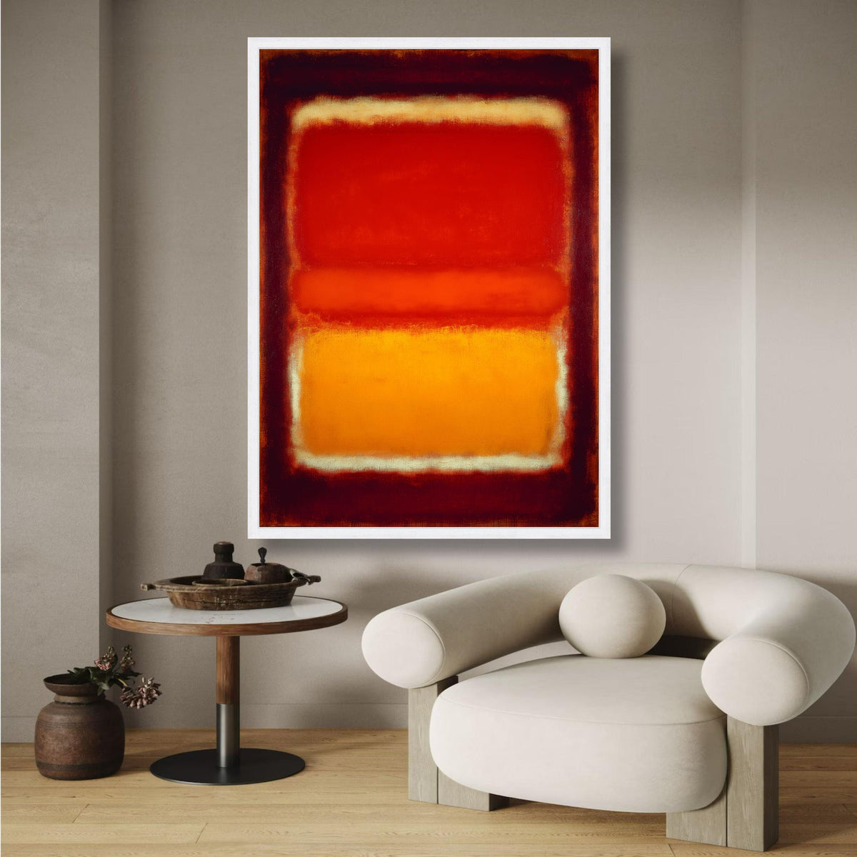 Mark Rothko Style Abstract Canvas Wall Art, Vibrant Red and Orange Color Block, Modern Minimalist wall decoration, canvas print, wall art