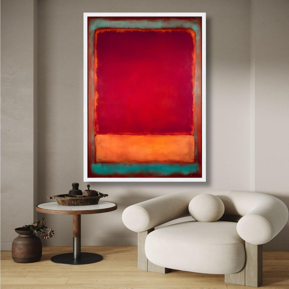 Abstract Color Block Canvas Wall Art, Mark Rothko Style Painting, Modern Art Decor, Red and Orange wall decoration, canvas print, wall art