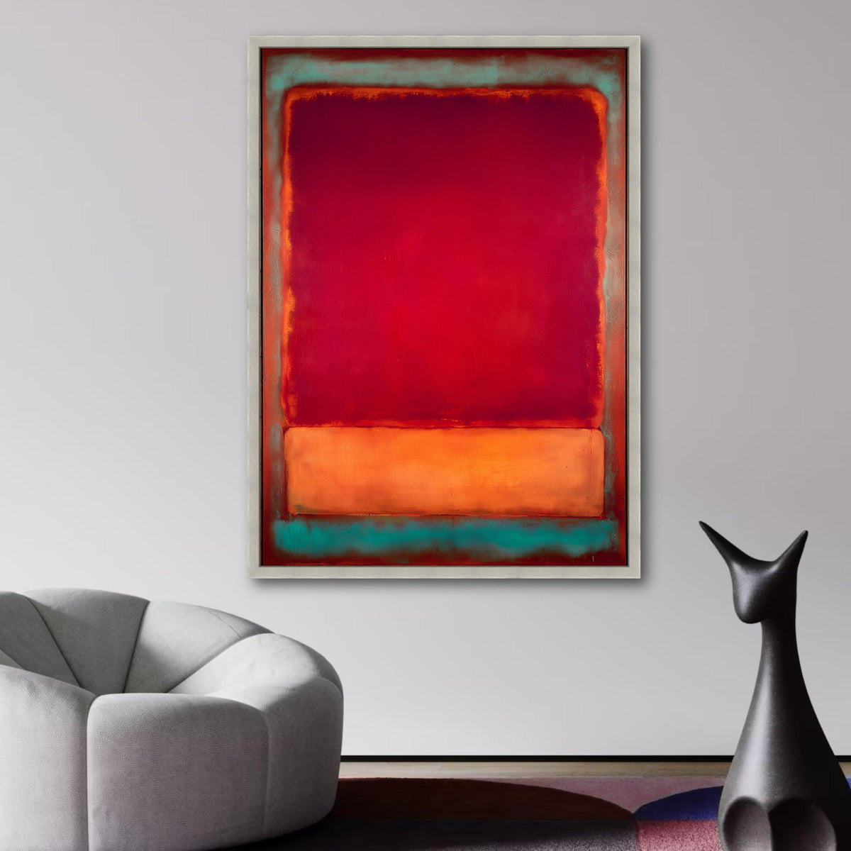 Abstract Color Block Canvas Wall Art, Mark Rothko Style Painting, Modern Art Decor, Red and Orange wall decoration, canvas print, wall art