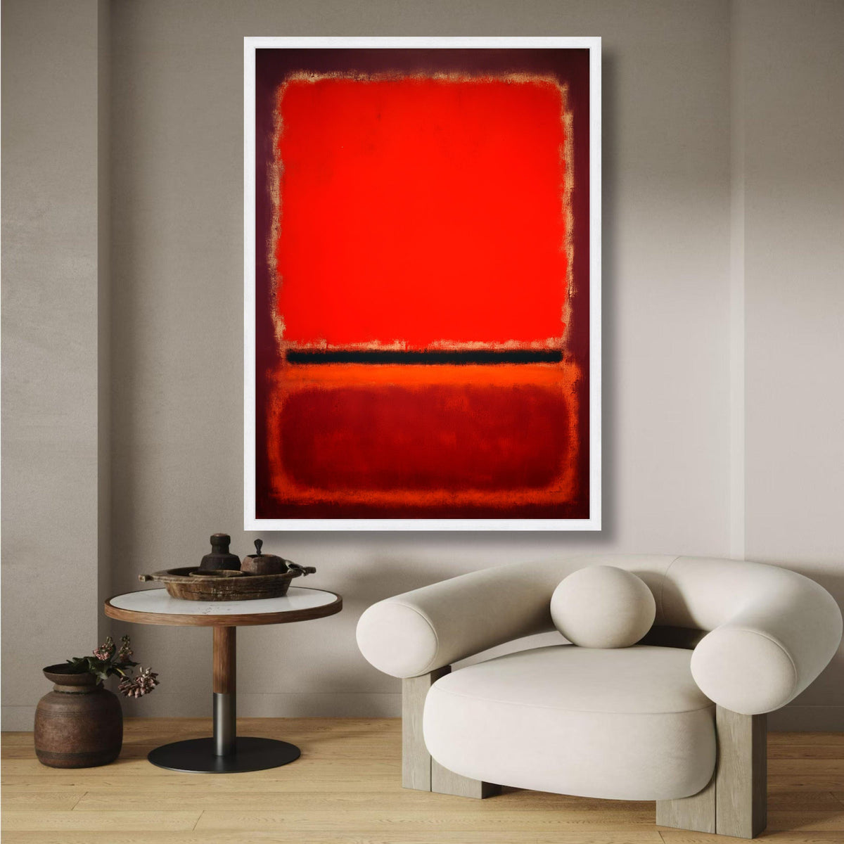 Bold Red Abstract Canvas Wall Art, Modern Mark Rothko Style, Contemporary Color Block Painting, wall decoration, canvas print, wall art