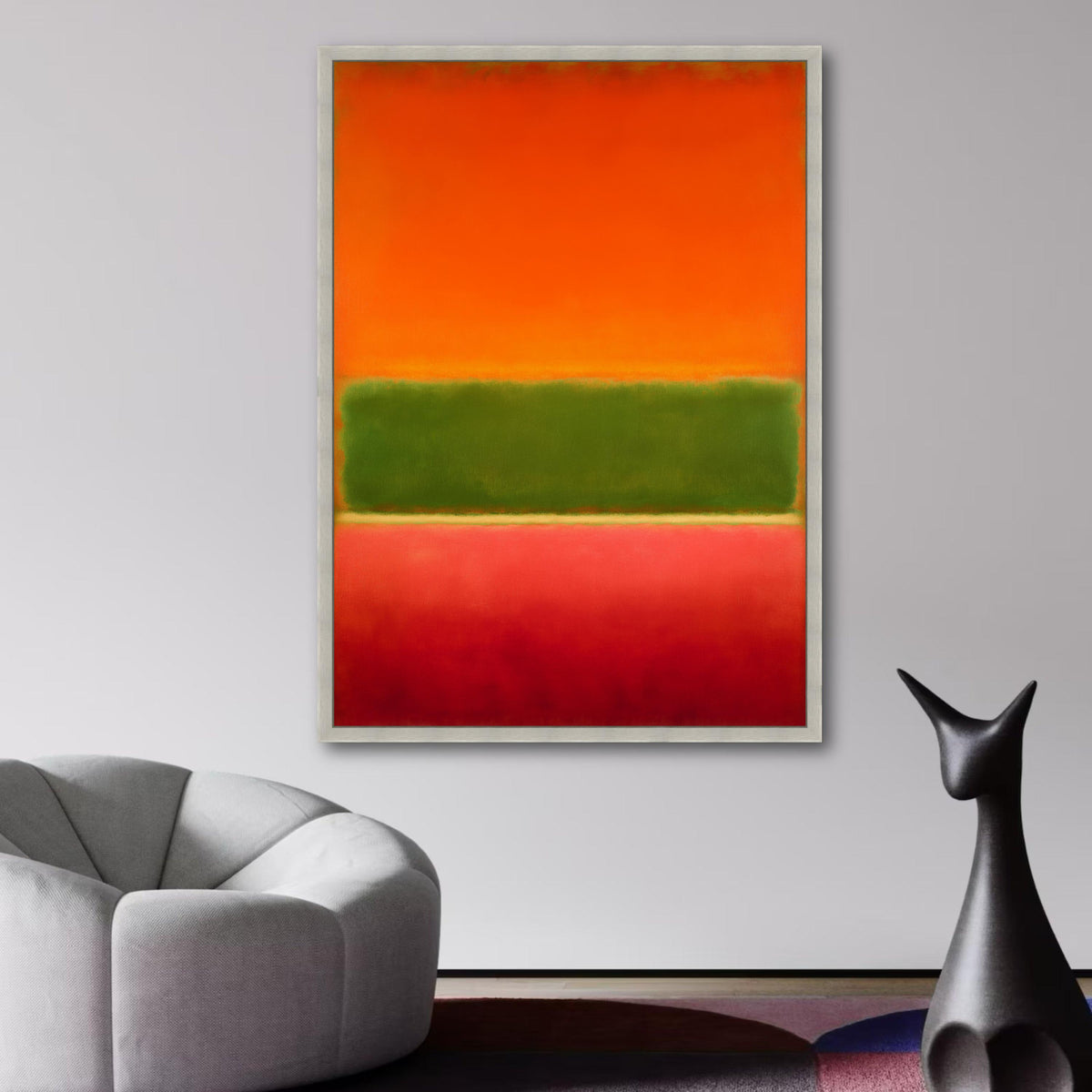 Modern Abstract Color Block Canvas Wall Art, Mark Rothko Inspired Painting, Vibrant Orange Green Red wall decoration, canvas print, wall art
