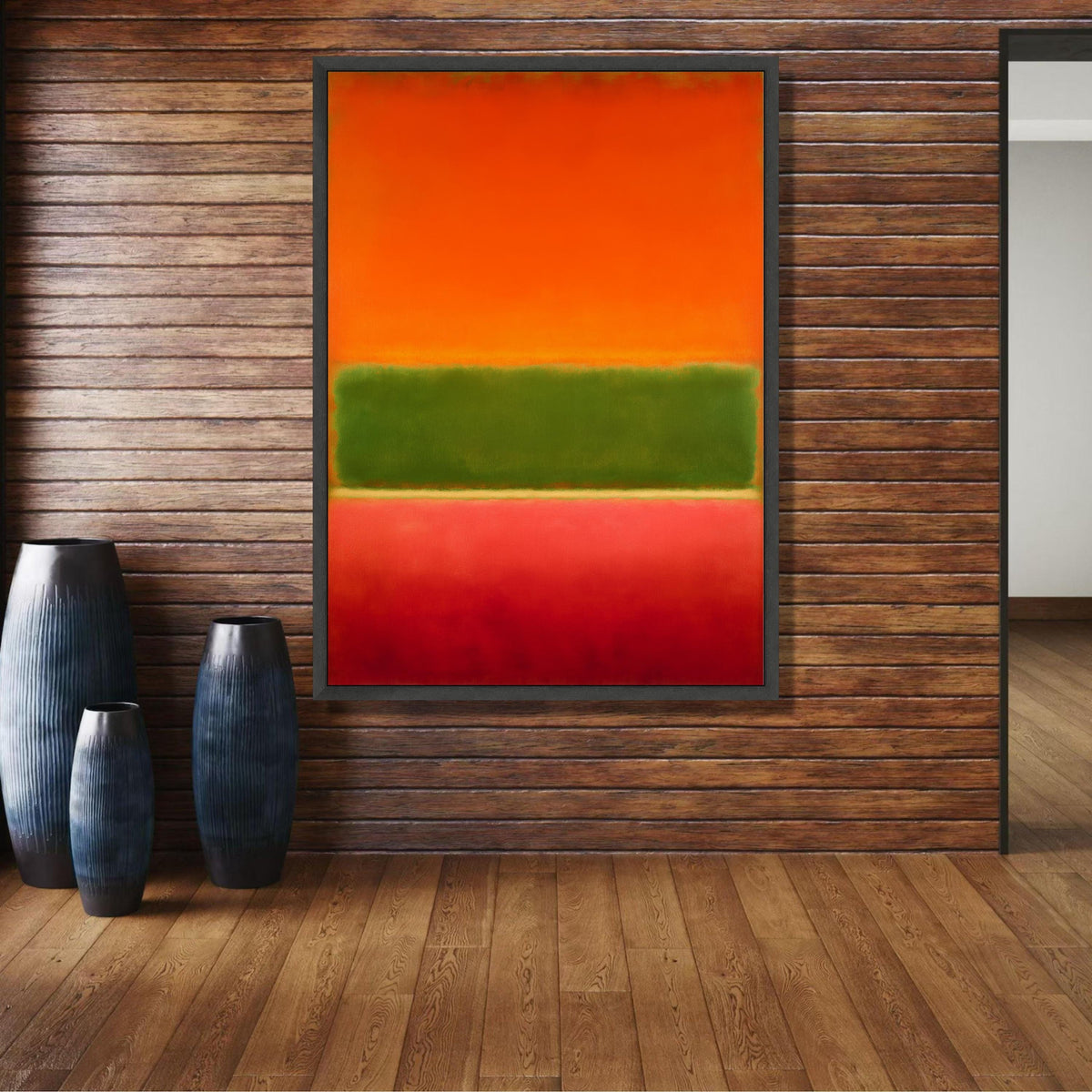 Modern Abstract Color Block Canvas Wall Art, Mark Rothko Inspired Painting, Vibrant Orange Green Red wall decoration, canvas print, wall art