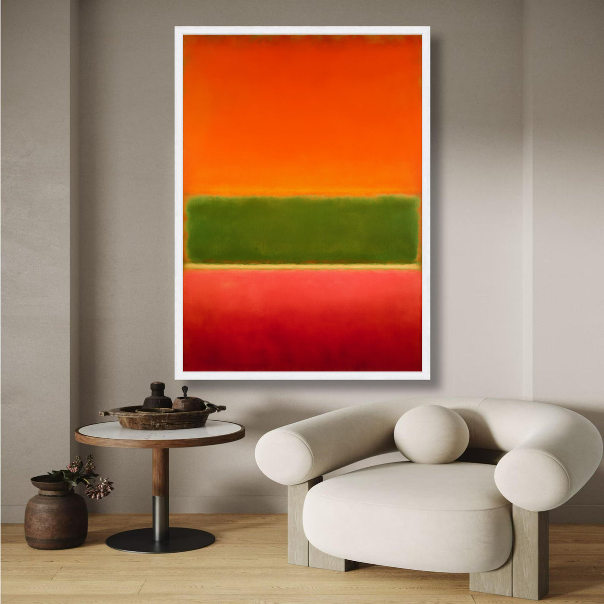 Modern Abstract Color Block Canvas Wall Art, Mark Rothko Inspired Painting, Vibrant Orange Green Red wall decoration, canvas print, wall art