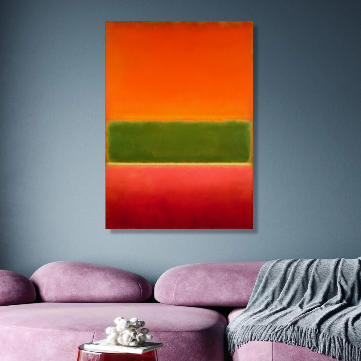 Modern Abstract Color Block Canvas Wall Art, Mark Rothko Inspired Painting, Vibrant Orange Green Red wall decoration, canvas print, wall art