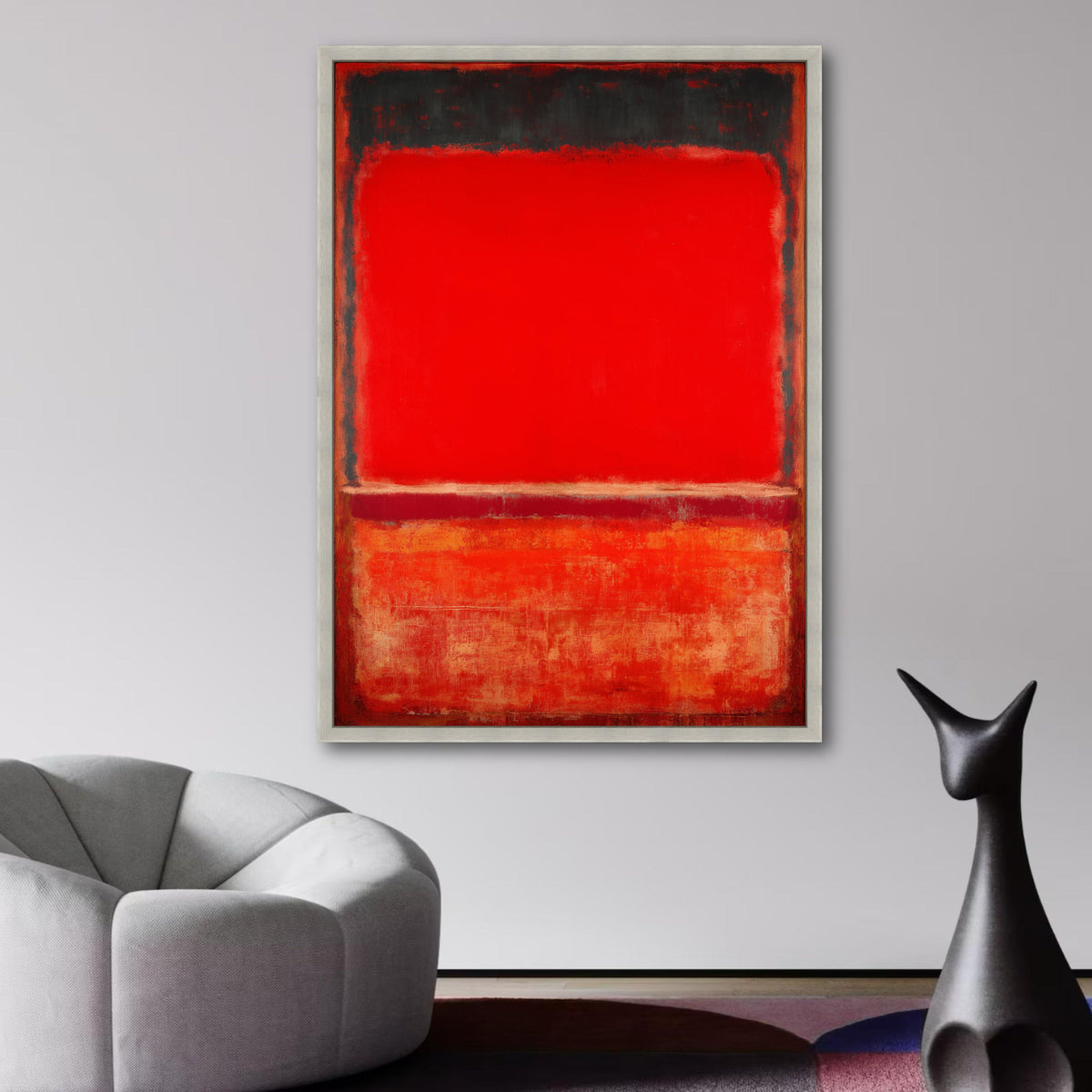 Bold Red Abstract Canvas, Mark Rothko Style Wall Art, Modern Minimalist Painting, Color Field Art, wall decoration, canvas print, wall art