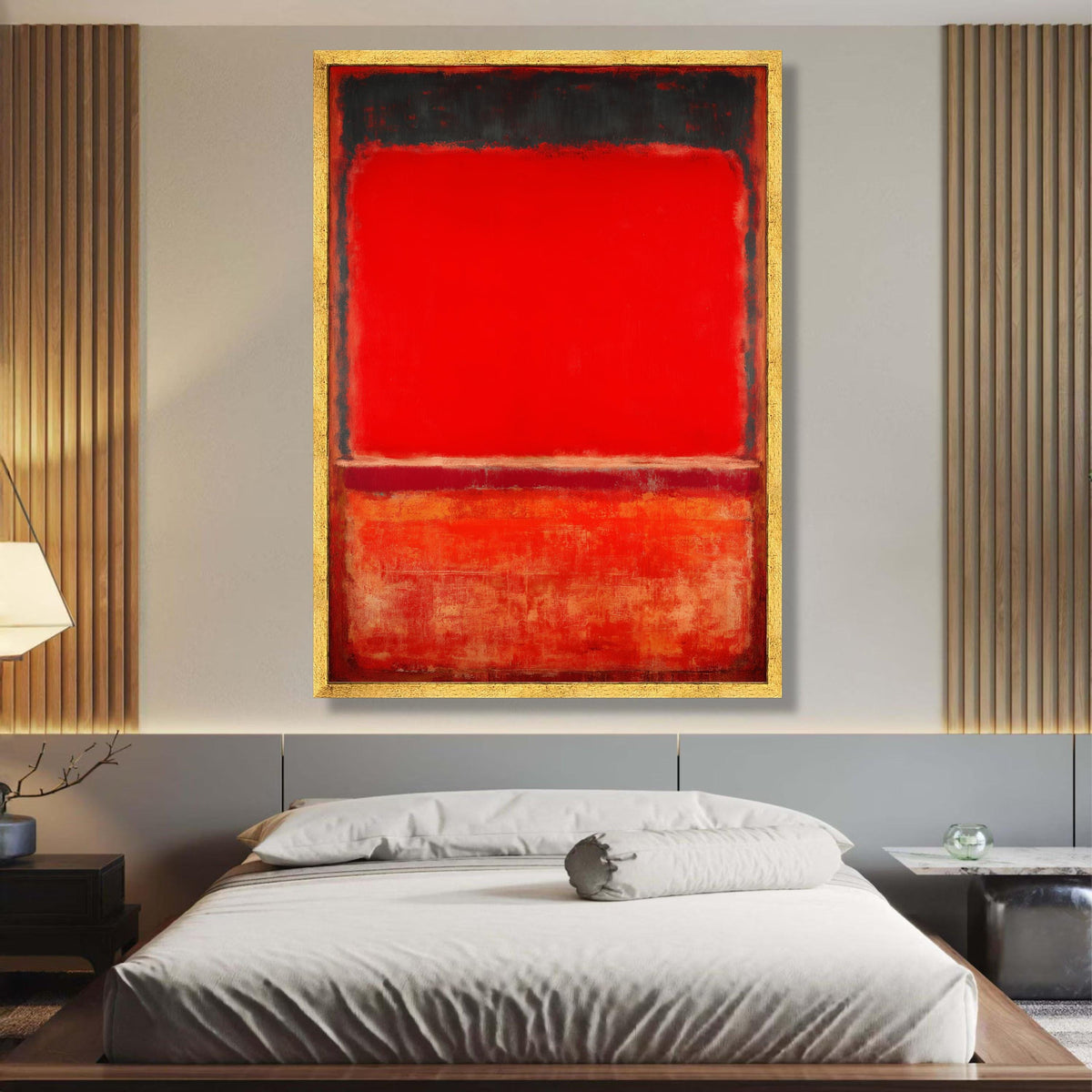 Bold Red Abstract Canvas, Mark Rothko Style Wall Art, Modern Minimalist Painting, Color Field Art, wall decoration, canvas print, wall art