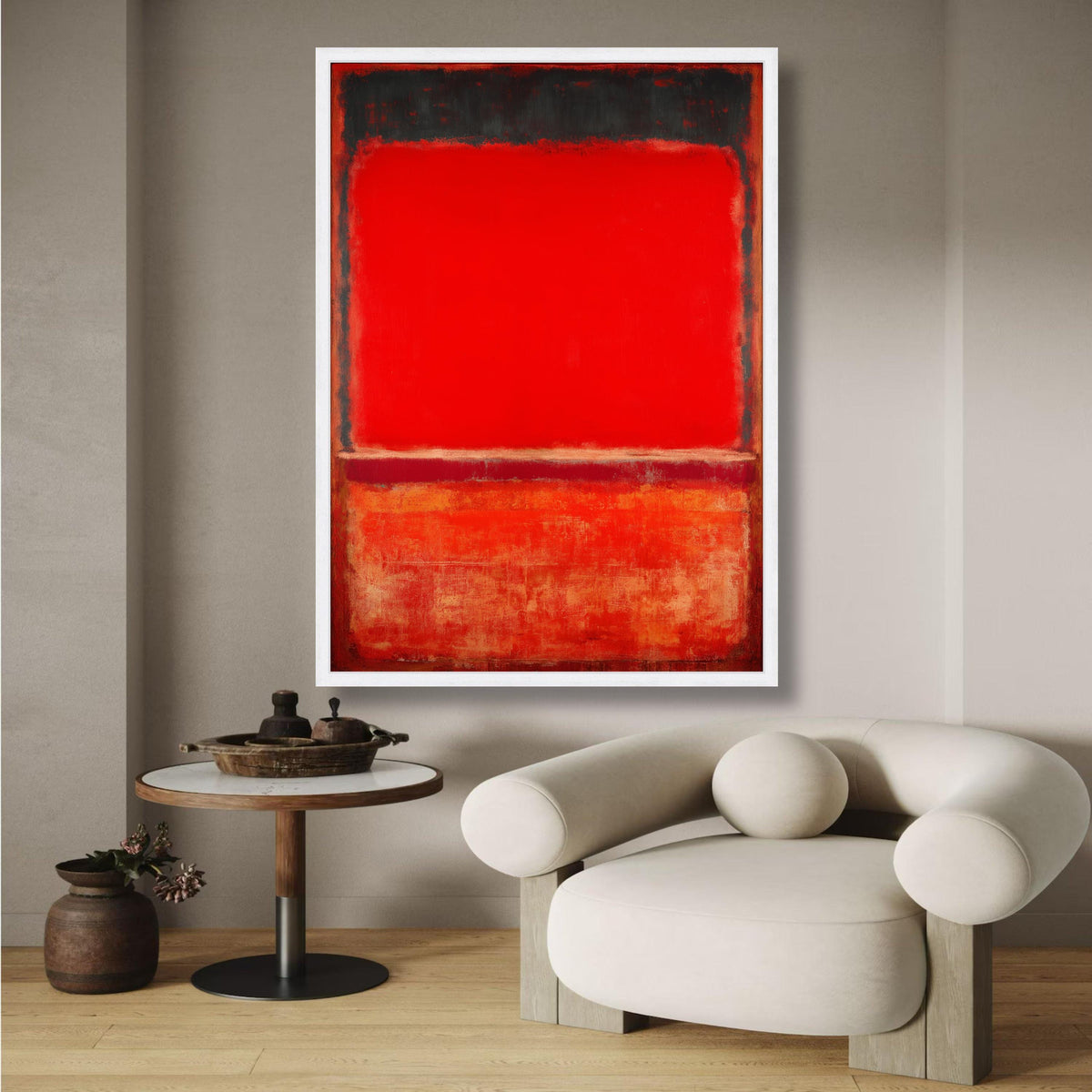 Bold Red Abstract Canvas, Mark Rothko Style Wall Art, Modern Minimalist Painting, Color Field Art, wall decoration, canvas print, wall art