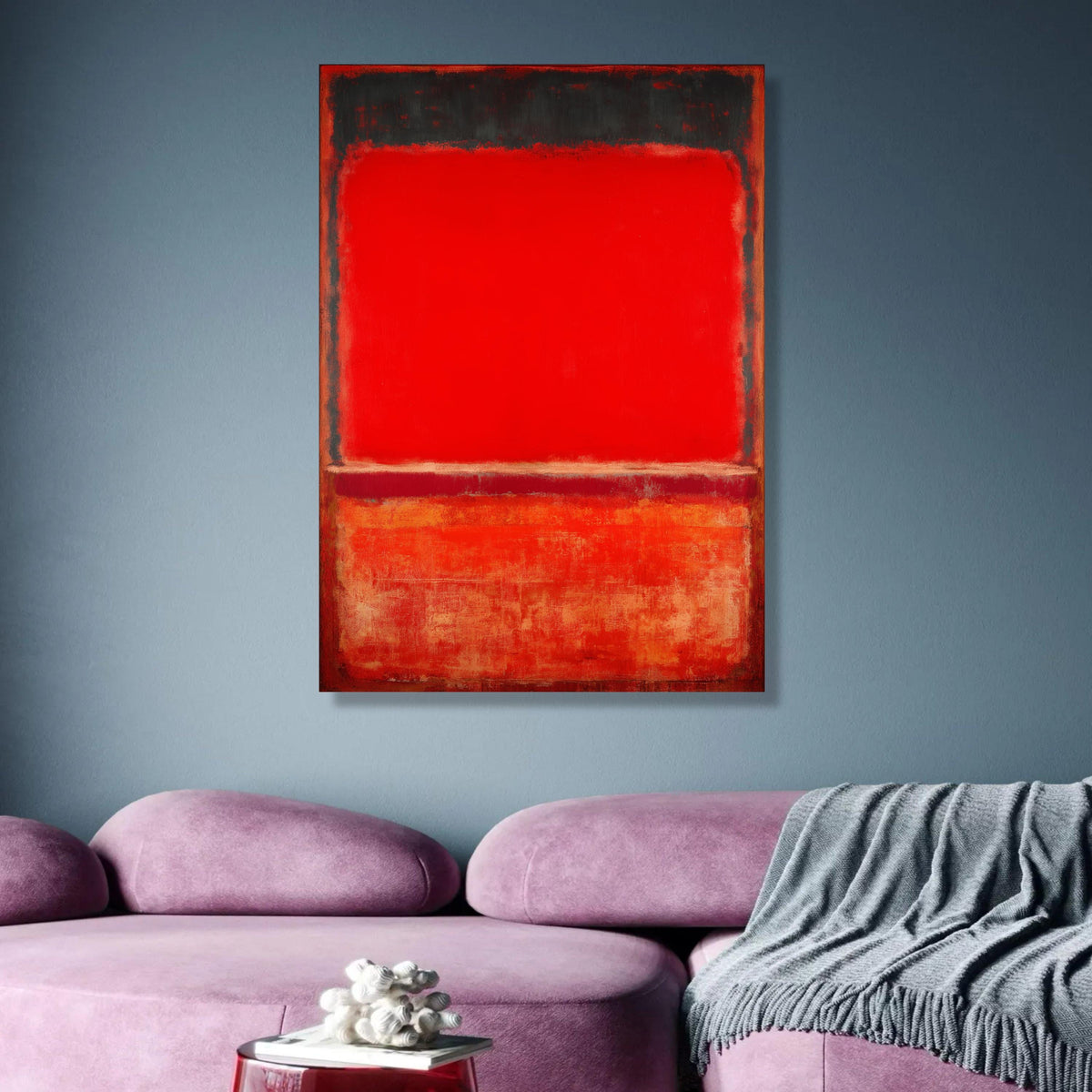 Bold Red Abstract Canvas, Mark Rothko Style Wall Art, Modern Minimalist Painting, Color Field Art, wall decoration, canvas print, wall art