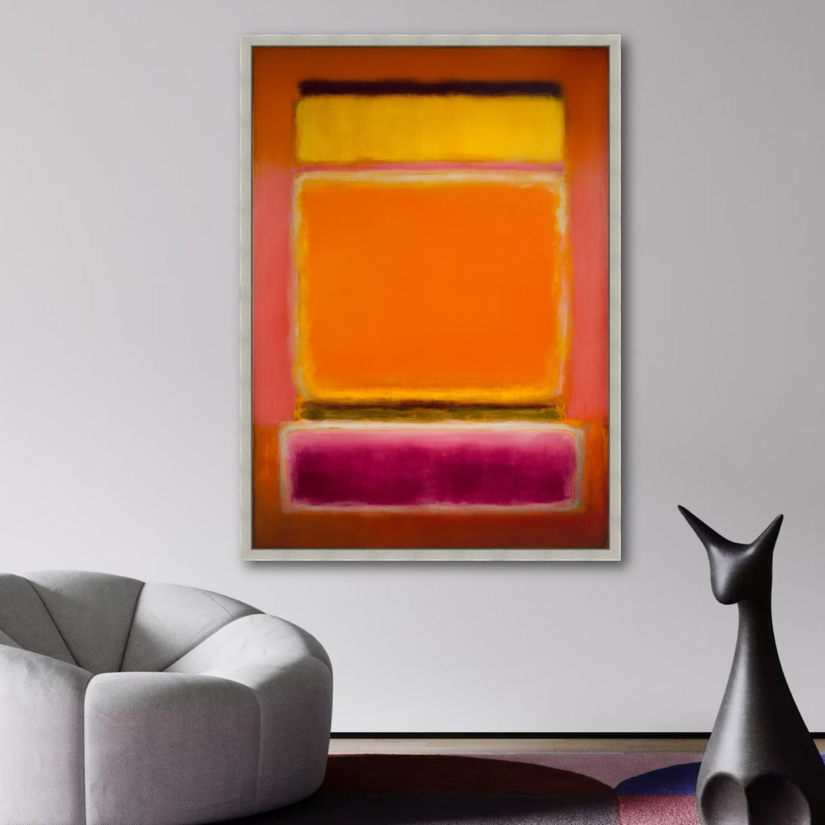 Abstract Color Block Canvas, Mark Rothko Style Art, Vibrant Orange Yellow Wall Art, Modern wall decoration, canvas print, wall art