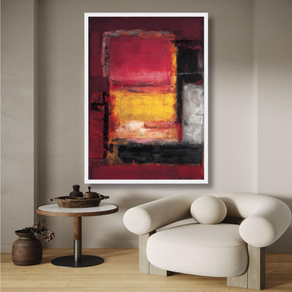 Abstract Color Block Canvas, Mark Rothko Inspired Wall Art, Modern Expressionism, Red and Yellow wall decoration, canvas print, wall art