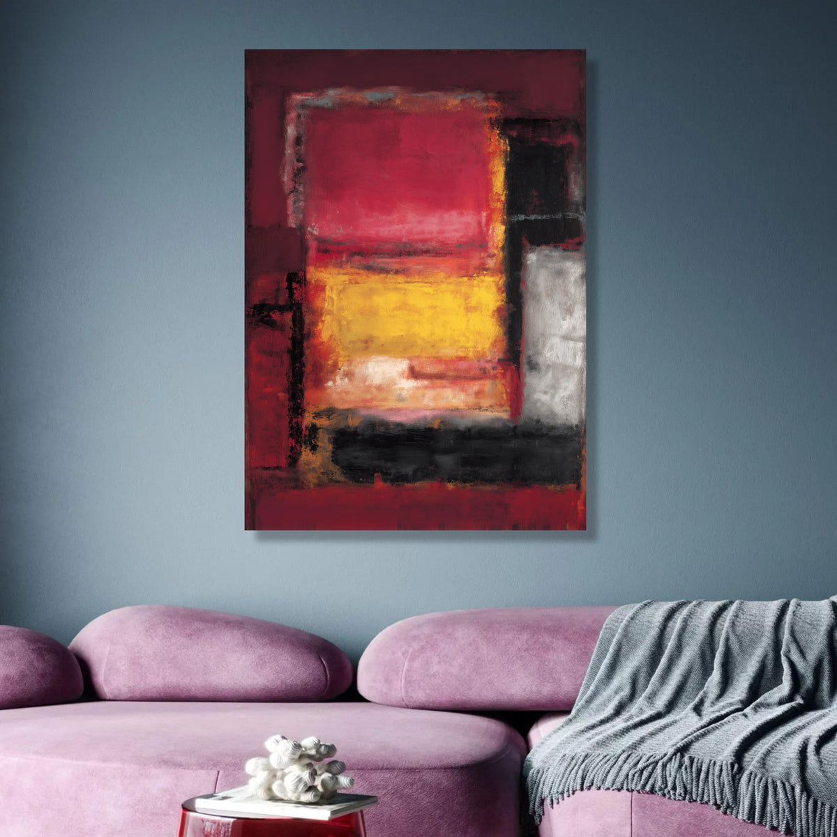 Abstract Color Block Canvas, Mark Rothko Inspired Wall Art, Modern Expressionism, Red and Yellow wall decoration, canvas print, wall art