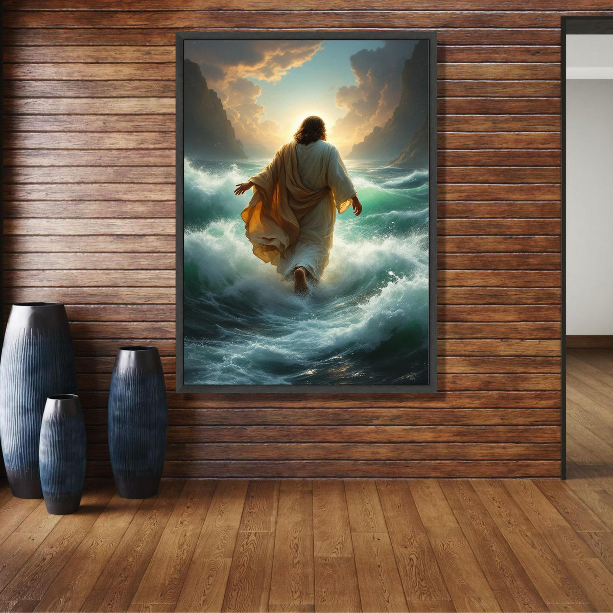 Jesus Walking on Water Canvas, Spiritual Christian Wall Art, Biblical Scene Decoration, wall decoration, canvas print, wall art