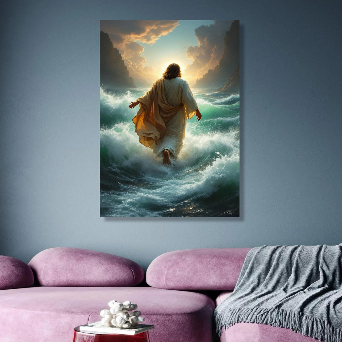 Jesus Walking on Water Canvas, Spiritual Christian Wall Art, Biblical Scene Decoration, wall decoration, canvas print, wall art
