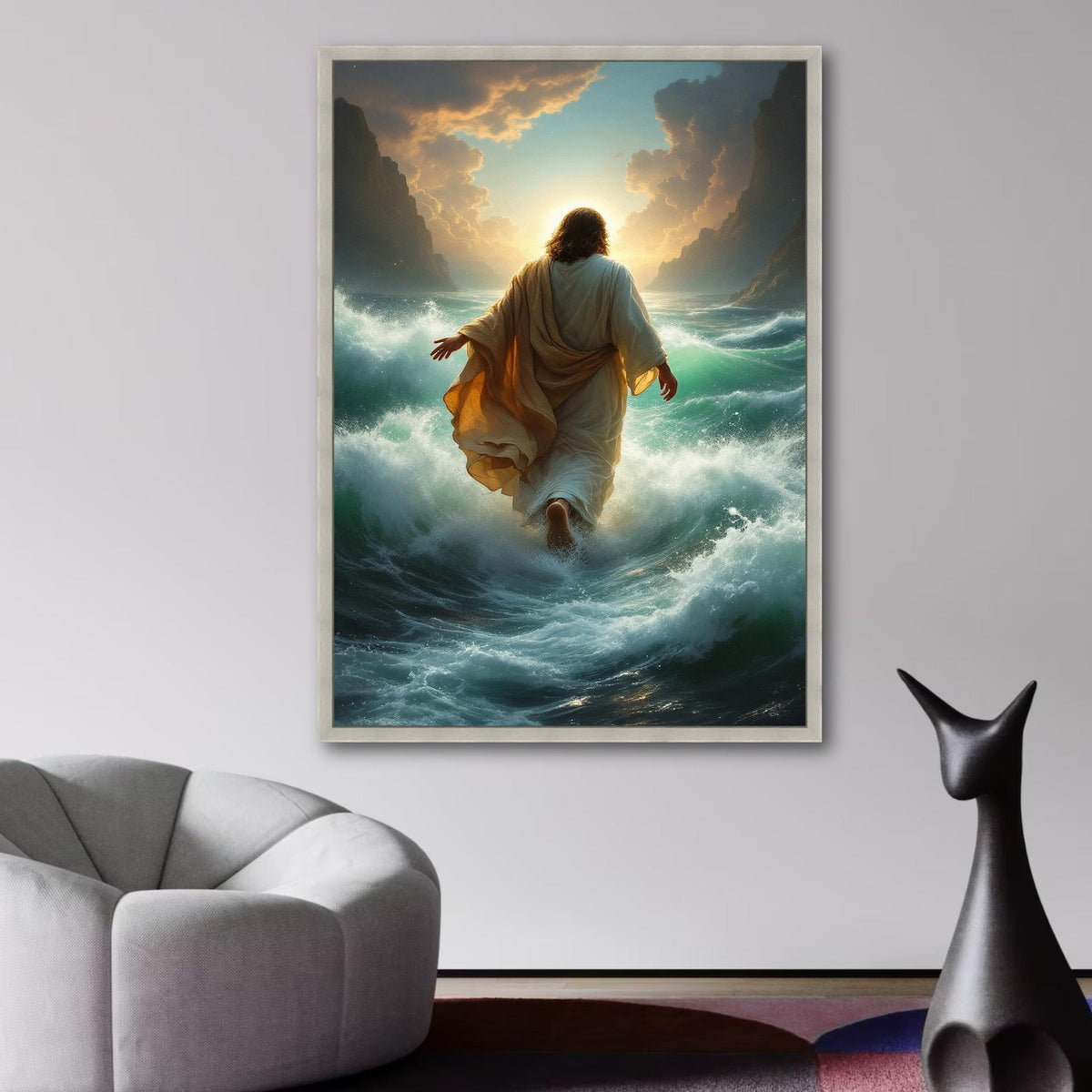 Jesus Walking on Water Canvas, Spiritual Christian Wall Art, Biblical Scene Decoration, wall decoration, canvas print, wall art