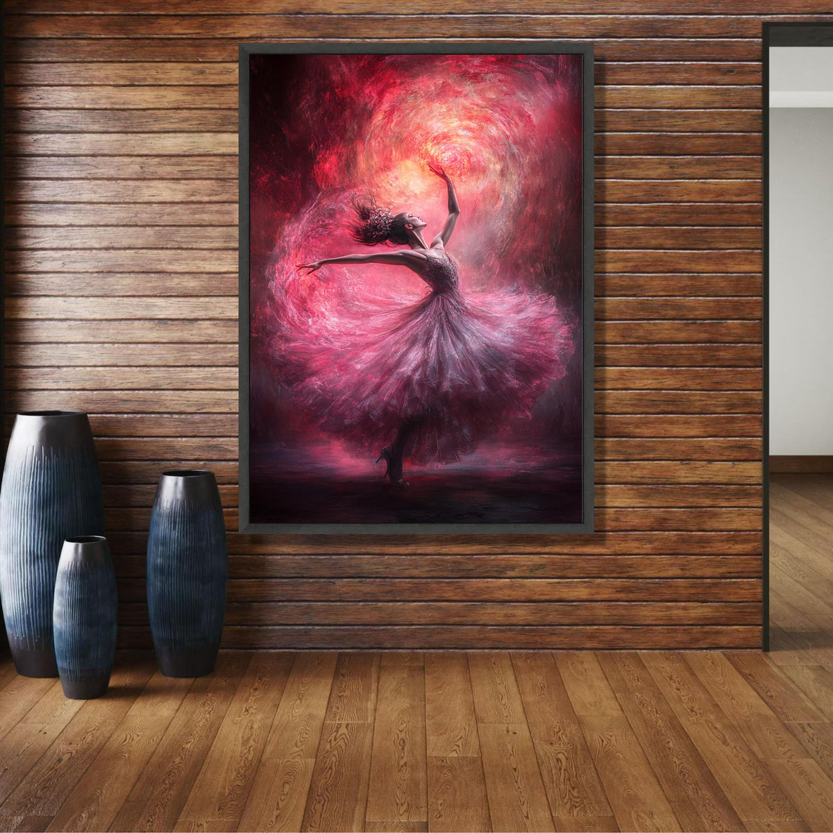 Elegant Ballerina Dance Canvas Wall Art, Pink Twirling Dress, Graceful Movement Painting, Ballet wall decoration, canvas print, wall art