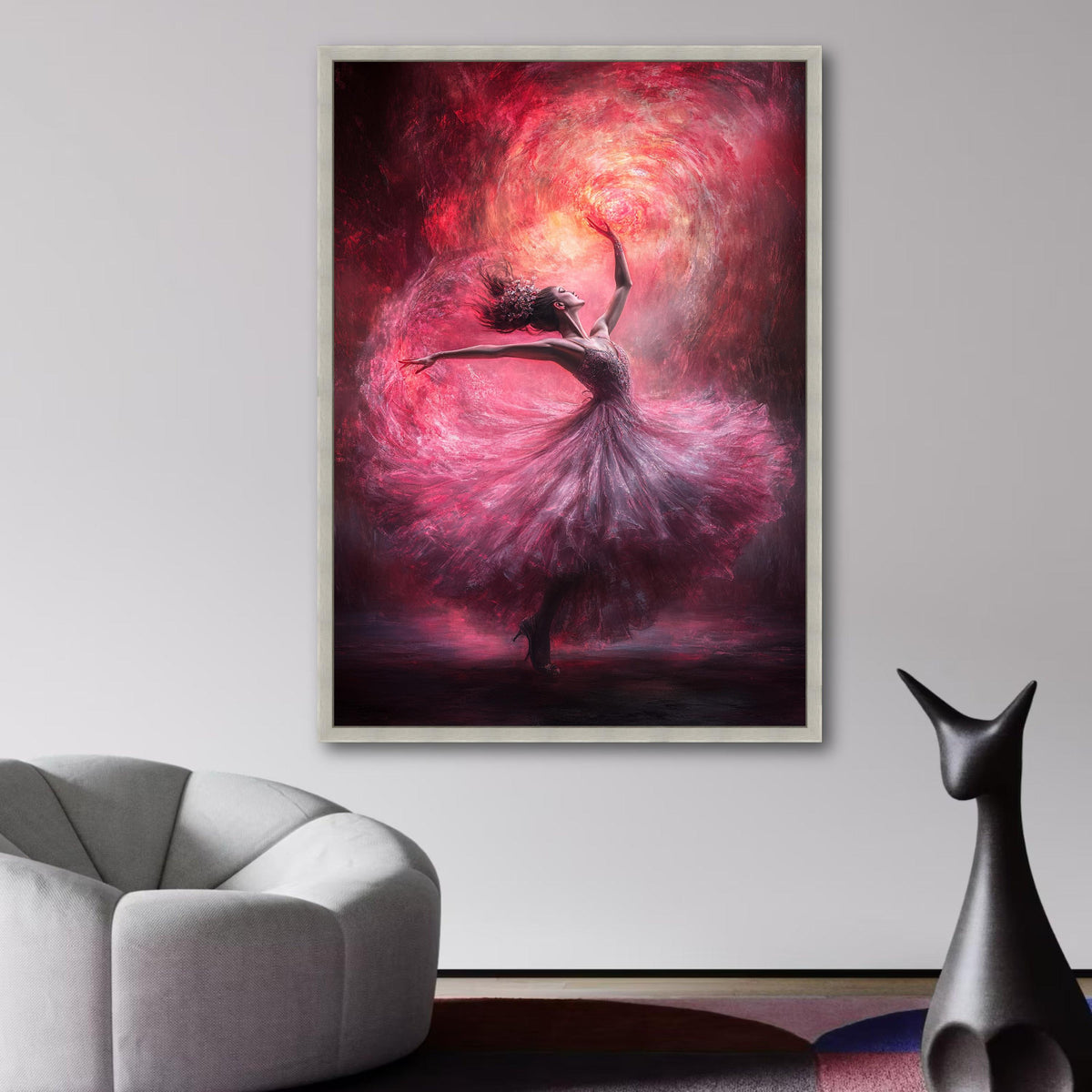 Elegant Ballerina Dance Canvas Wall Art, Pink Twirling Dress, Graceful Movement Painting, Ballet wall decoration, canvas print, wall art
