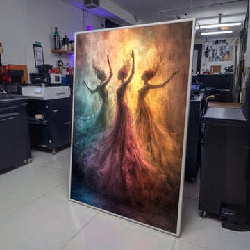 Ethereal Dancing Women Canvas, Abstract Ballet Art, Flowing Gown Wall Decor, Colorful Movement wall decoration, canvas print, wall art