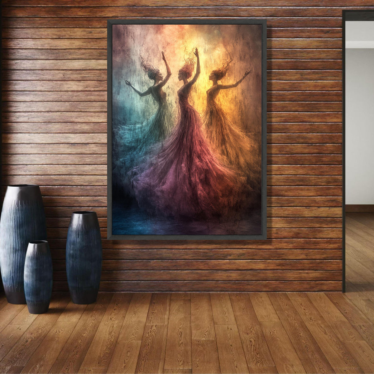 Ethereal Dancing Women Canvas, Abstract Ballet Art, Flowing Gown Wall Decor, Colorful Movement wall decoration, canvas print, wall art