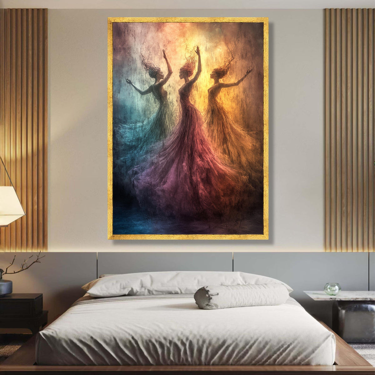 Ethereal Dancing Women Canvas, Abstract Ballet Art, Flowing Gown Wall Decor, Colorful Movement wall decoration, canvas print, wall art