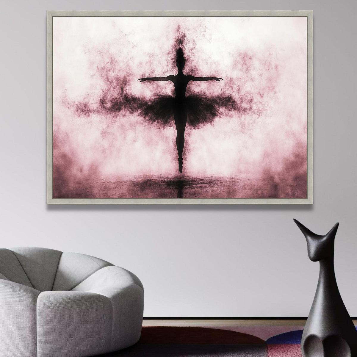 Elegant Ballerina Silhouette Canvas, Dance Wall Art, Black Tutu Abstract Canvas, Graceful Ballet wall decoration, canvas print, wall art