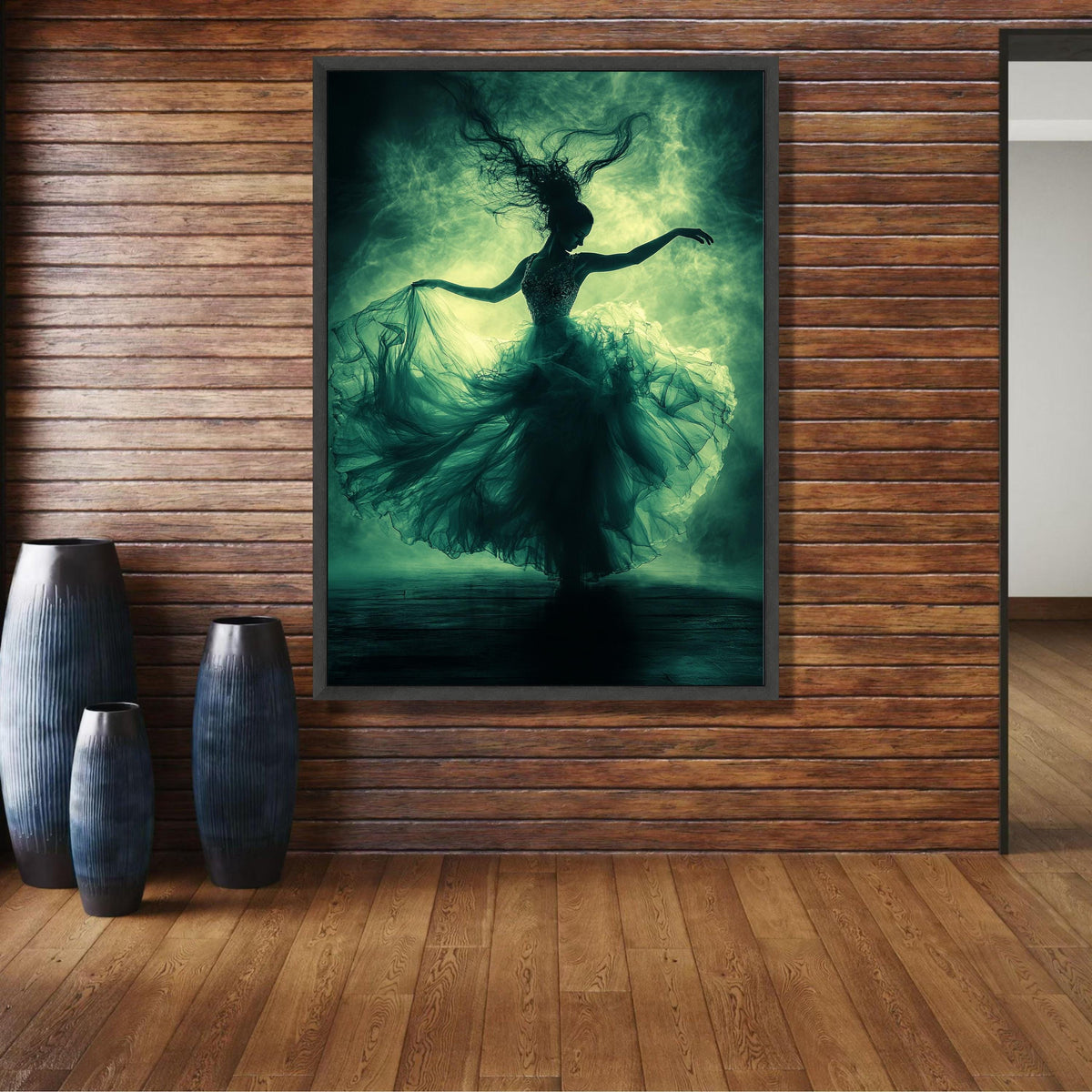 Ethereal Ballerina Dance Canvas, Flowing Tulle Dress Wall Art, Dramatic Silhouette Canvas, Fine Art wall decoration, canvas print, wall art