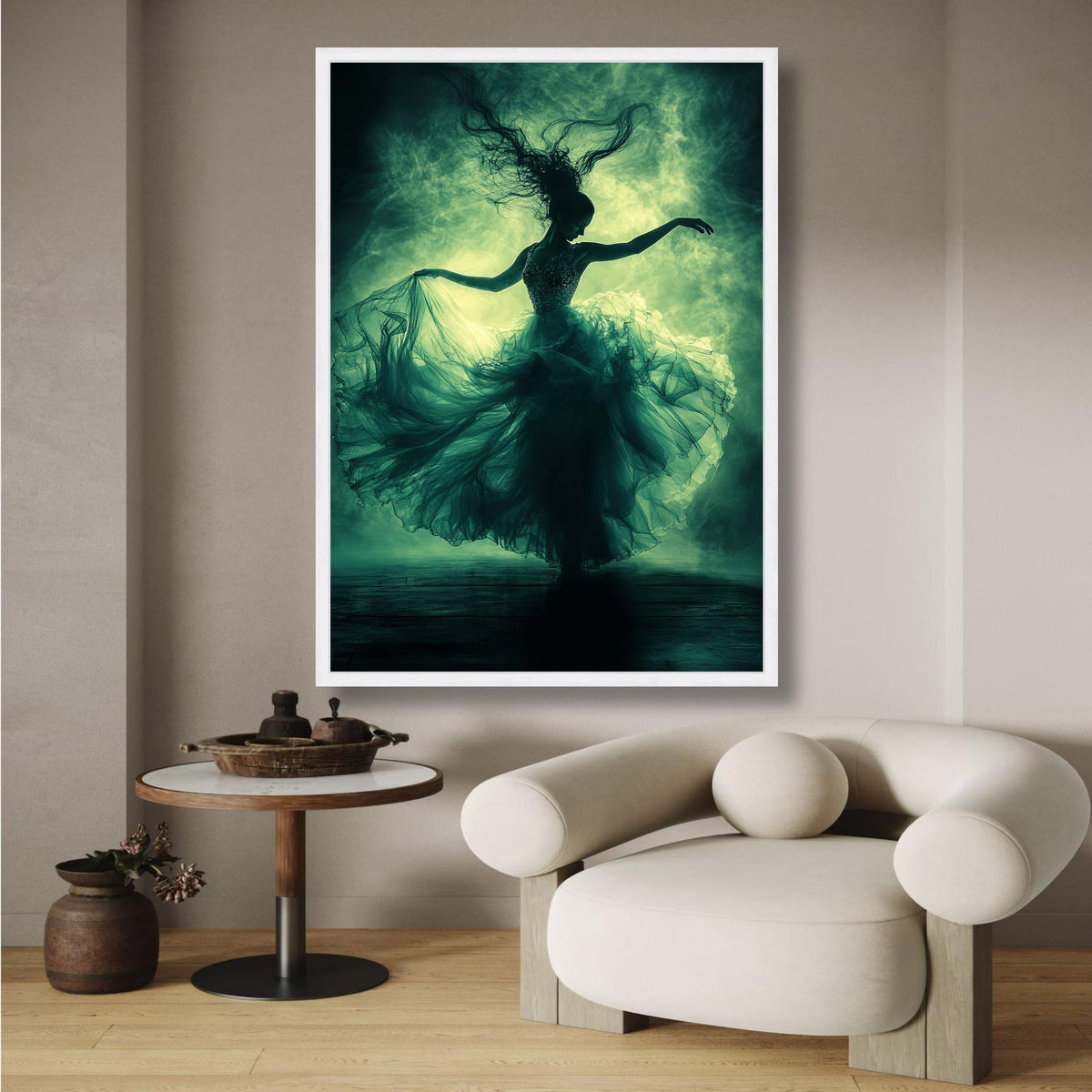 Ethereal Ballerina Dance Canvas, Flowing Tulle Dress Wall Art, Dramatic Silhouette Canvas, Fine Art wall decoration, canvas print, wall art