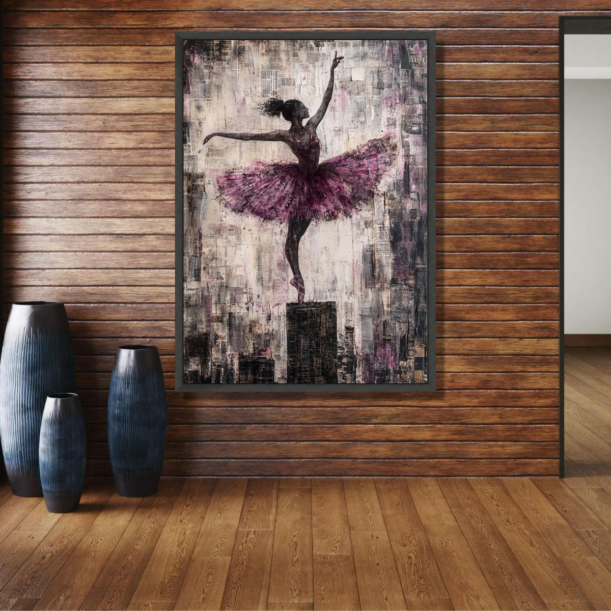 Elegant Ballerina Dance Pose Canvas, Ballet Art Print, Pink Tutu Wall Art, Modern Abstract Dance wall decoration, canvas print, wall art