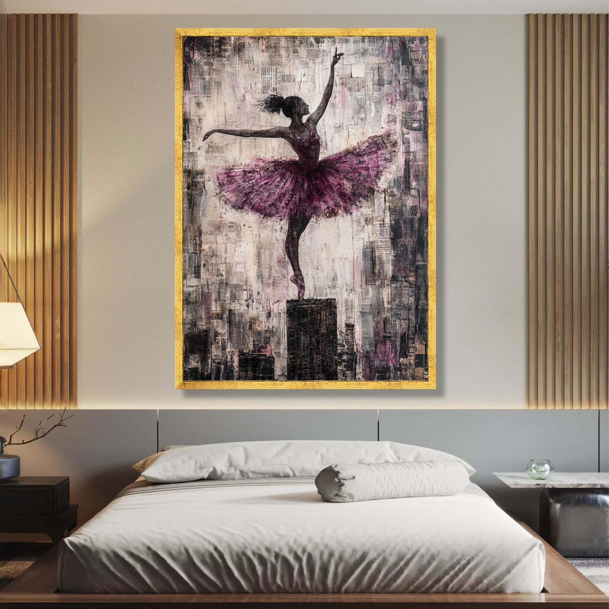 Elegant Ballerina Dance Pose Canvas, Ballet Art Print, Pink Tutu Wall Art, Modern Abstract Dance wall decoration, canvas print, wall art