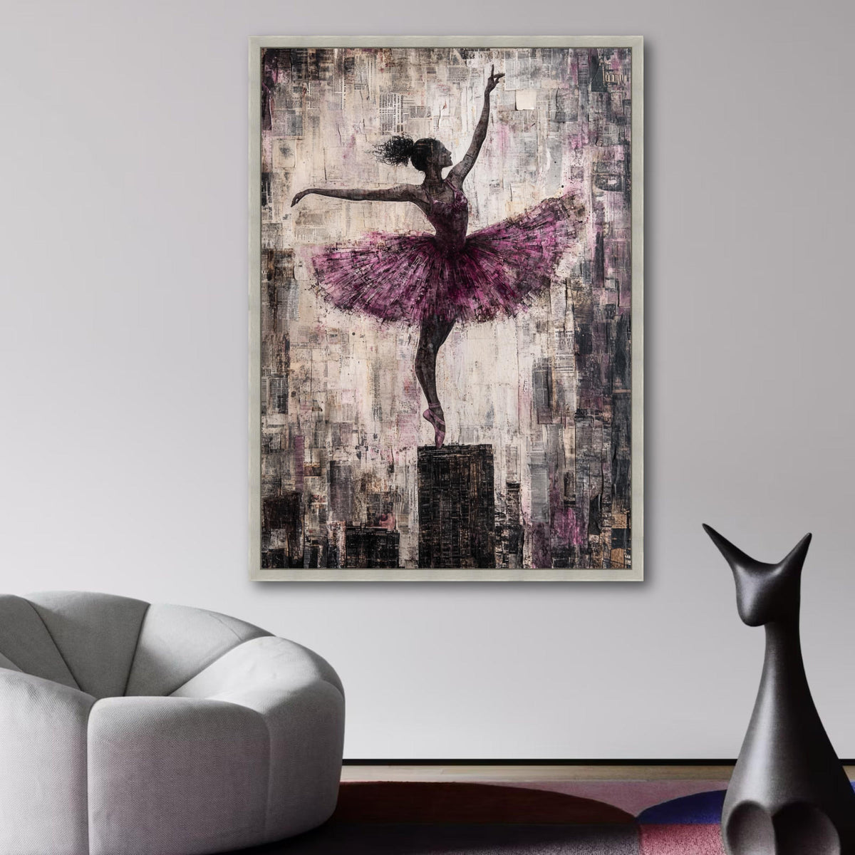 Elegant Ballerina Dance Pose Canvas, Ballet Art Print, Pink Tutu Wall Art, Modern Abstract Dance wall decoration, canvas print, wall art