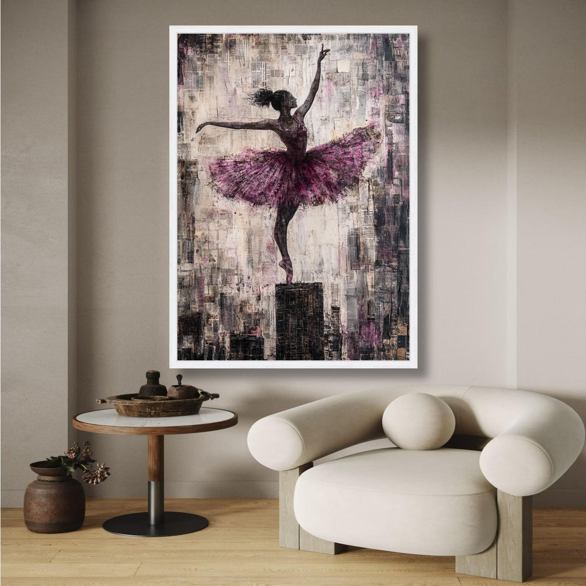 Elegant Ballerina Dance Pose Canvas, Ballet Art Print, Pink Tutu Wall Art, Modern Abstract Dance wall decoration, canvas print, wall art