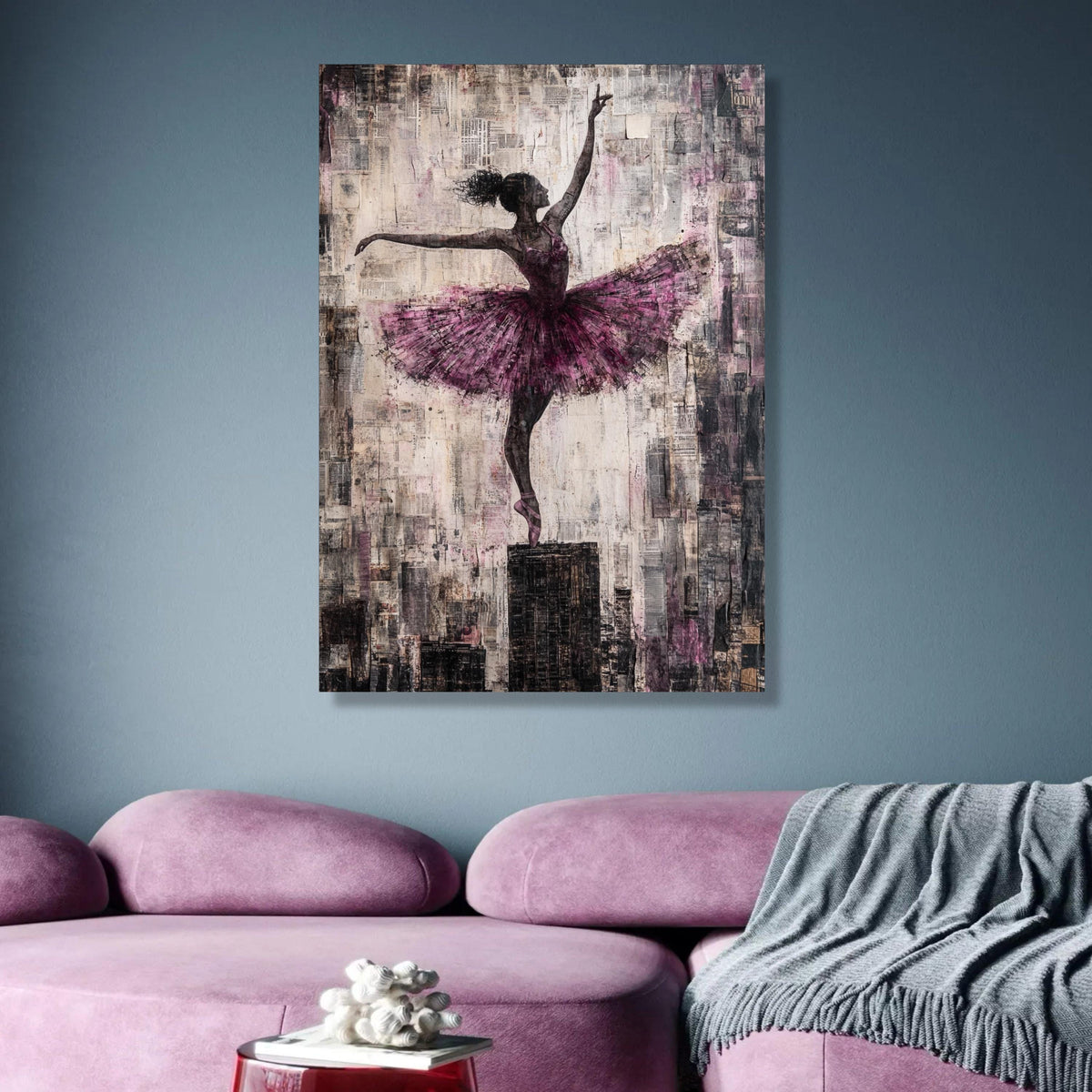 Elegant Ballerina Dance Pose Canvas, Ballet Art Print, Pink Tutu Wall Art, Modern Abstract Dance wall decoration, canvas print, wall art