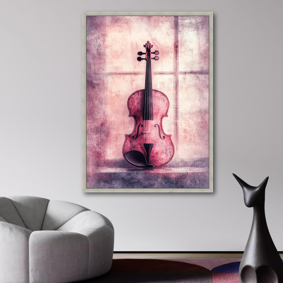 Vintage Violin Canvas Wall Art, Music Instrument Decor, Purple Tone Artistic Canvas, Classic String wall decoration, canvas print, wall art