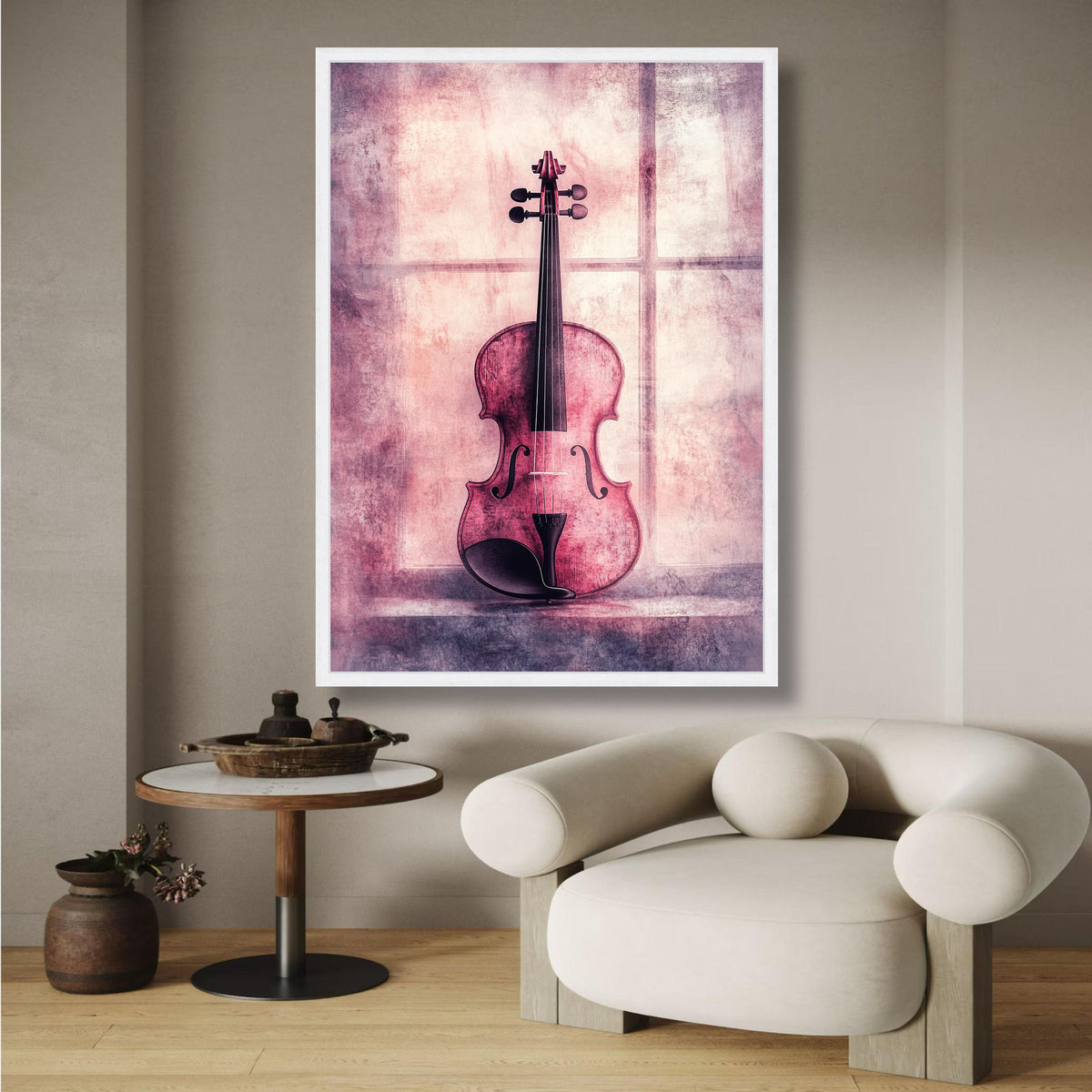 Vintage Violin Canvas Wall Art, Music Instrument Decor, Purple Tone Artistic Canvas, Classic String wall decoration, canvas print, wall art