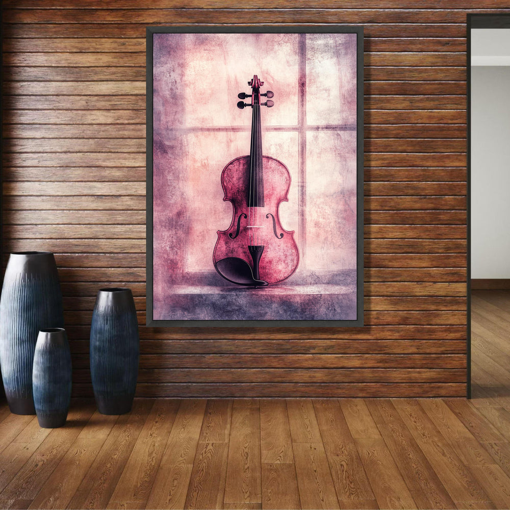 Vintage Violin Canvas Wall Art, Music Instrument Decor, Purple Tone Artistic Canvas, Classic String wall decoration, canvas print, wall art