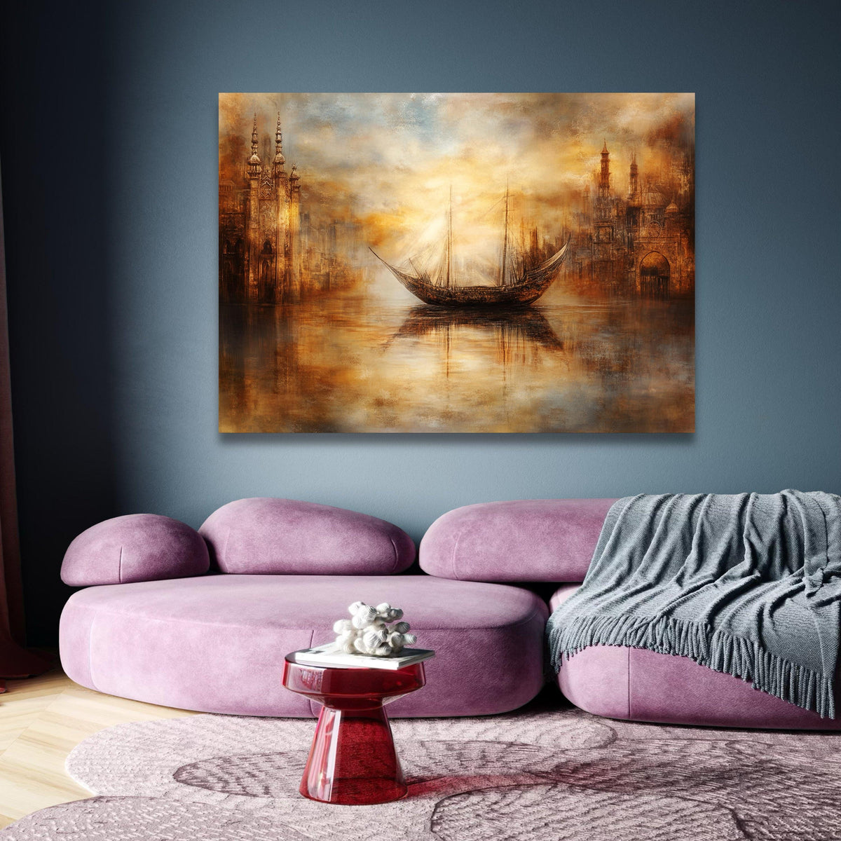 Vintage Sailing Ship Canvas, Ancient Harbor Scene, Rustic Nautical Wall Art, Maritime Landscape wall decoration, canvas print, wall art