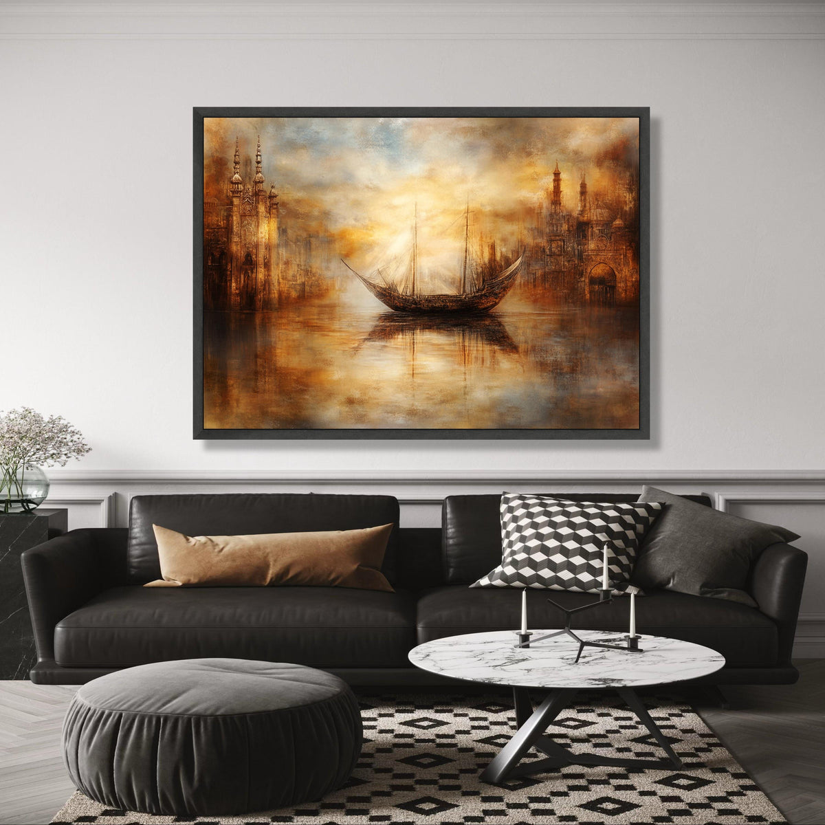 Vintage Sailing Ship Canvas, Ancient Harbor Scene, Rustic Nautical Wall Art, Maritime Landscape wall decoration, canvas print, wall art