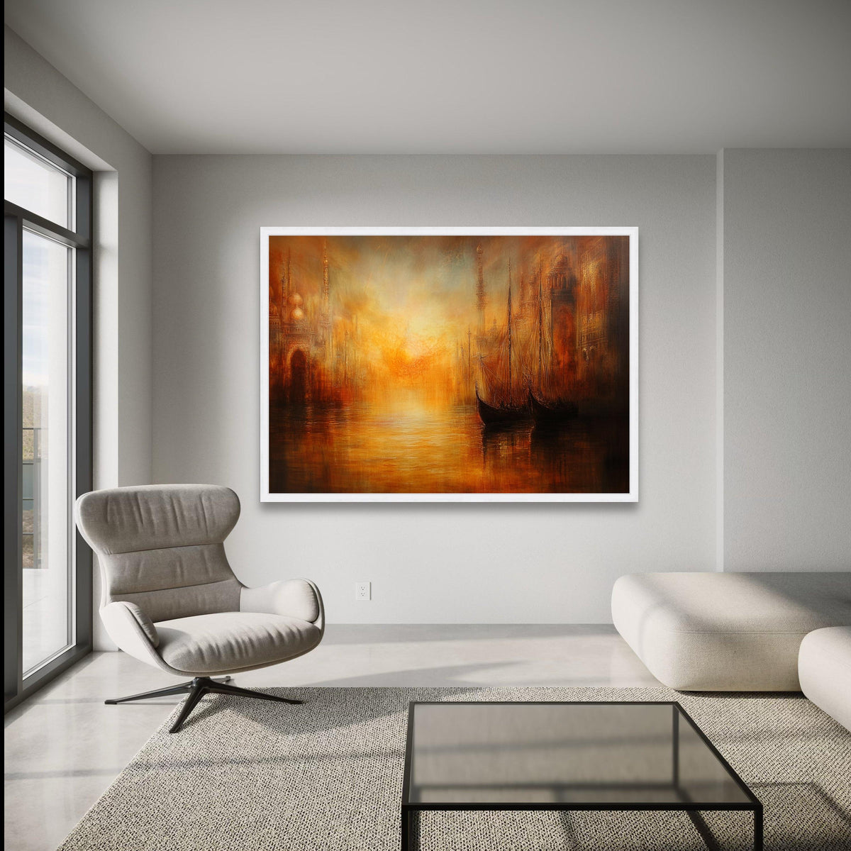 Warm Sunset Harbor Scene Canvas, Vintage Sailing Boats Wall Art, Classical Cityscape Painting, wall decoration, canvas print, wall art