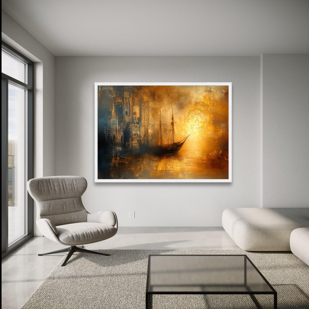 Vintage Sailing Ship Sunset Canvas, Rustic Ocean Wall Art, Maritime Landscape Painting, Nautical wall decoration, canvas print, wall art