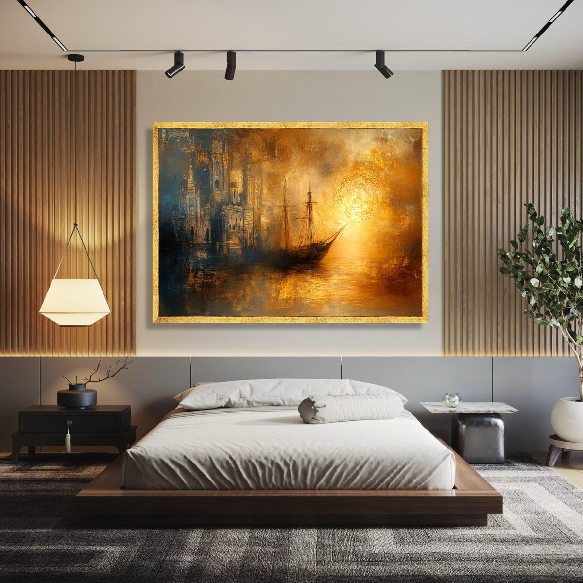 Vintage Sailing Ship Sunset Canvas, Rustic Ocean Wall Art, Maritime Landscape Painting, Nautical wall decoration, canvas print, wall art
