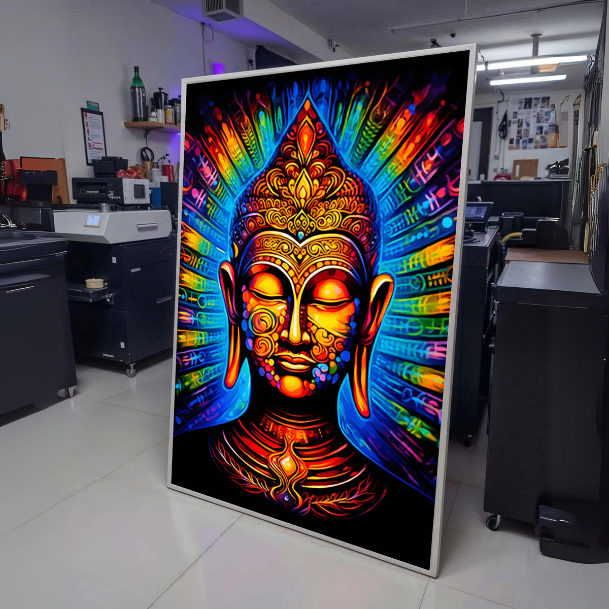 Vibrant Buddha Canvas Wall Art, Colorful Spiritual Meditation Decor, Mystical Asian Inspired Canvas, wall decoration, canvas print, wall art