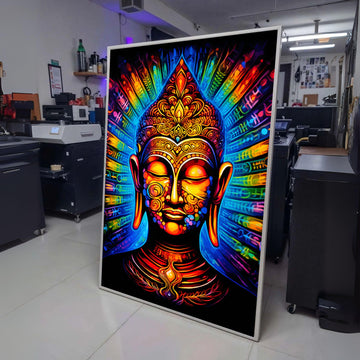 Vibrant Buddha Canvas Wall Art, Colorful Spiritual Meditation Decor, Mystical Asian Inspired Canvas, wall decoration, canvas print, wall art